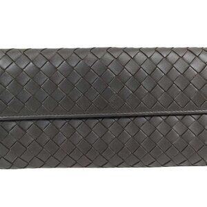 Bottega Veneta Wallet Intrecciato Brown Leather Hook Bifold